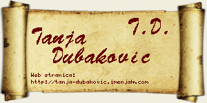 Tanja Dubaković vizit kartica